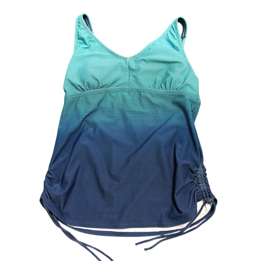 TYR Fishnet V Neck Tankini Women’s Size 14 Teal Navy - Picture 2 of 11